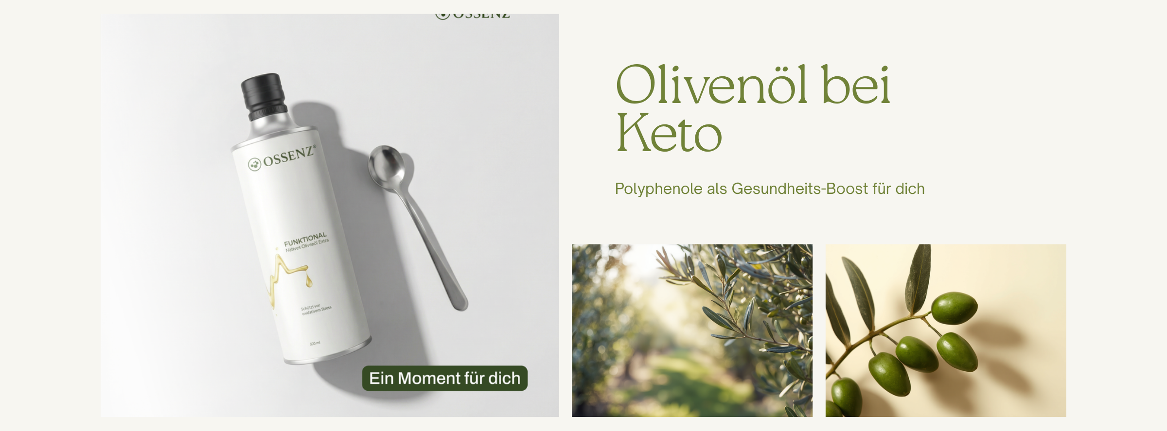Ossenz hochwertiges Olivenöl mit über 800mg Polyphenolen – Blog-Titelbild Olivenöl bei Keto